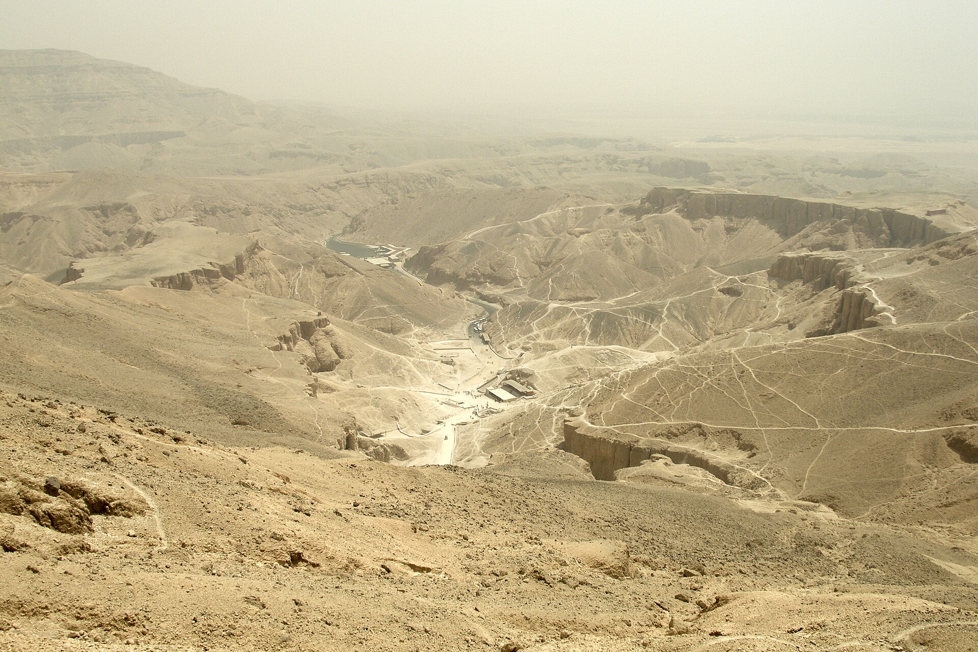 Amarna desert plain and cliffs
